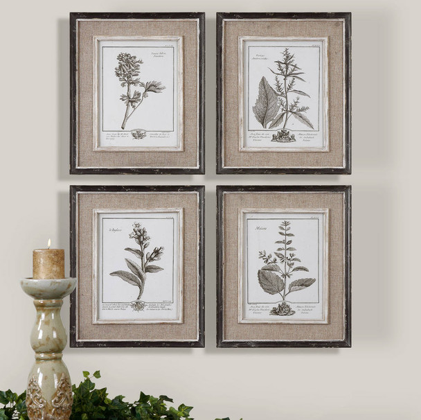 Casual Grey Study Framed Art Set/4 - Size: 45H x 37W x 3D (cm) - Coastal style